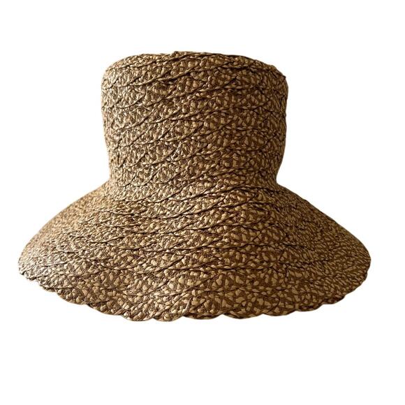 ERIC JAVITS Womens Valeria Raffia bucket hat UPF50+ Peanut / Natural NWOT Unused - Picture 2 of 6